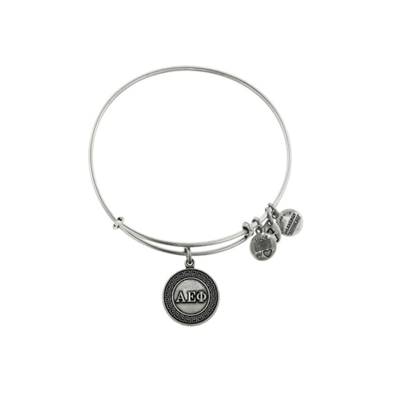 Alex and Ani "Sorority" Alpha Epsilon Phi Expandable  Silver-Tone Wire  Bracelet - Picture 1 of 2